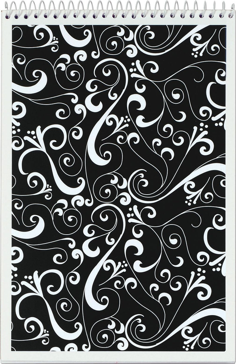 TOPS Designer Steno Pads, 6" x 9", Gregg Ruled, Black/White, 80 Sheets/Pad, 6 Pads/Pack (80230)