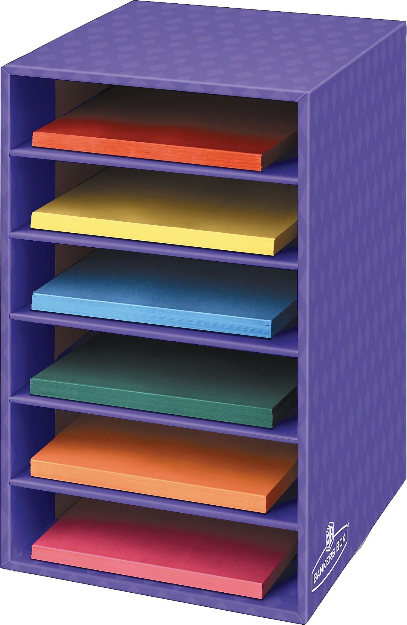 Bankers Box Corrugated 6-Shelf Storage Organizer, 18"H x 12"W x 13 1/4"D, Purple (3381201)