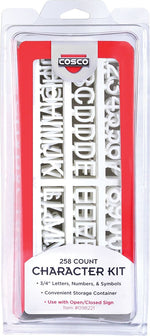 Cosco Character Kit Replacement Sign Letters, 0.75", White, 258 Letters/Kit (098233)