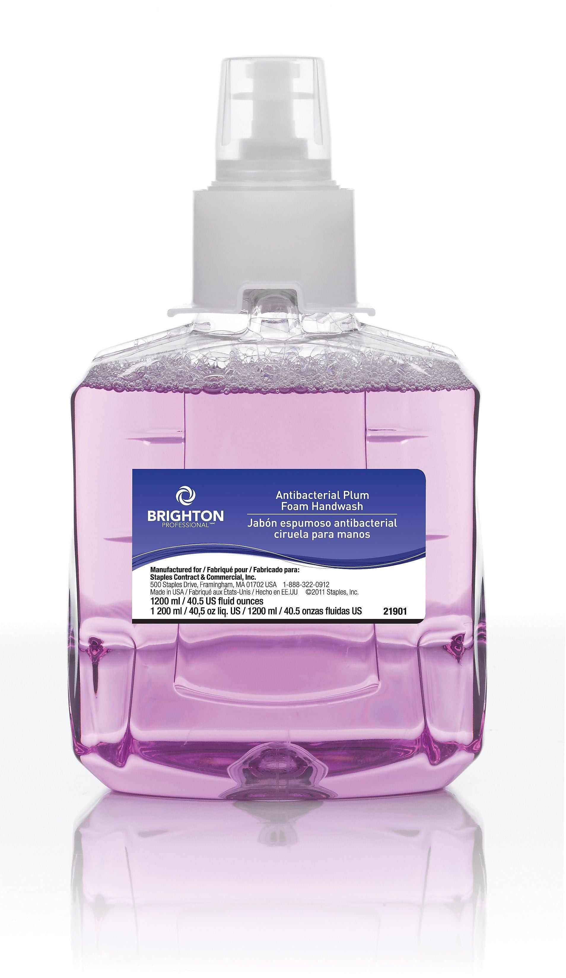 Brighton Professional Antibacterial Foaming Hand Soap Refill for LTX 12 Dispenser, Plum Scent, 40.5 oz., 2/Carton (BPR50955)