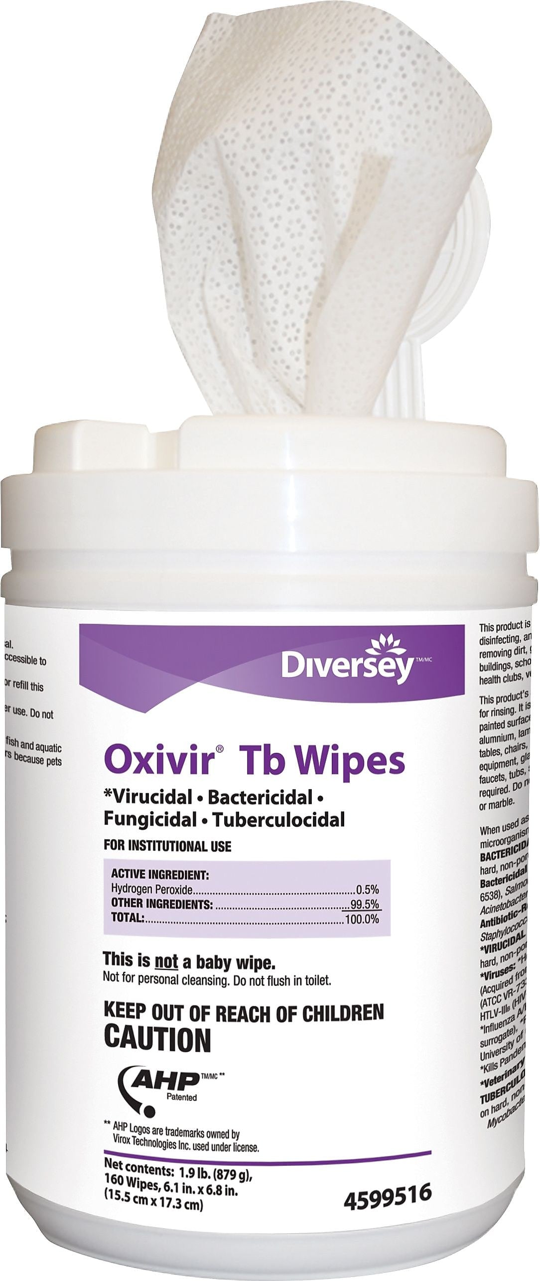 Oxivir Disinfecting Wipes, 160 Wipes/Container, 4/Carton (101105152)