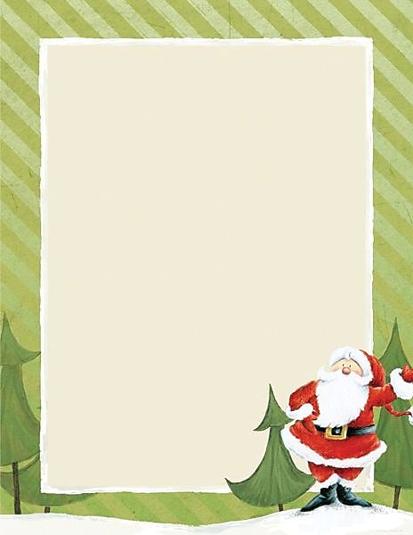 Masterpiece Studios Great Papers! Jolly Santa Claus Stationery, Green Stationery with Santa Claus Design, 8 1/2" x 11", 80/Pk
