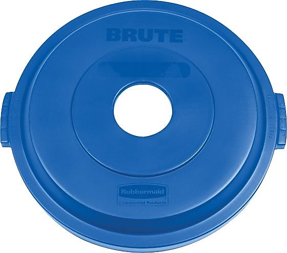 Rubbermaid Brute Bottle/Can Recycling Lid, 32 Gallon, Blue, 22 3/4"H x 22 9/10"W x 4 5/8"D