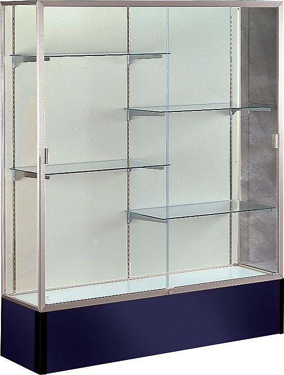Ghent Spirit Series Display Case, 4-Shelf, Navy, 72"H x 60"W x 16"D