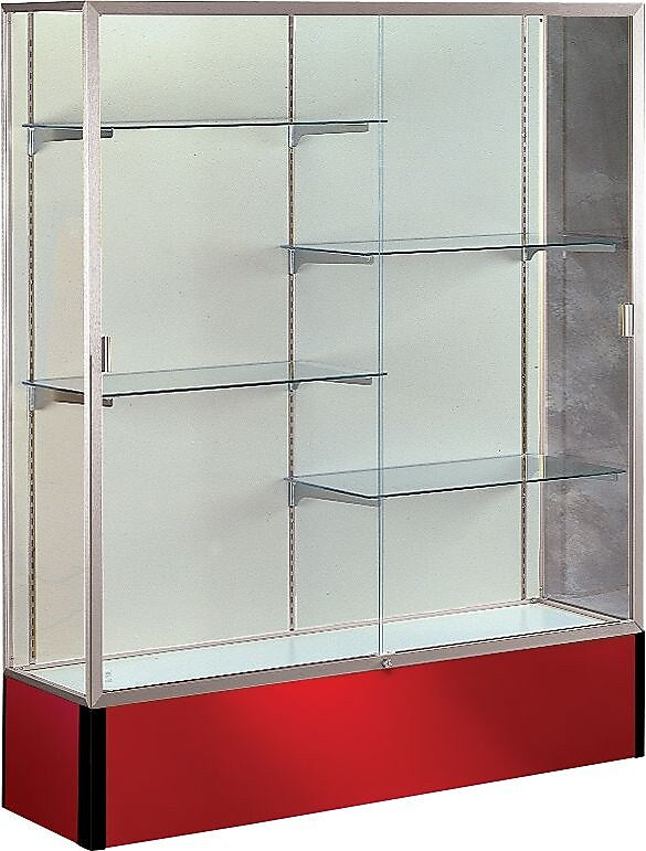 Ghent Spirit Series Display Case, 4-Shelf, Red, 72"H x 60"W x 16"D