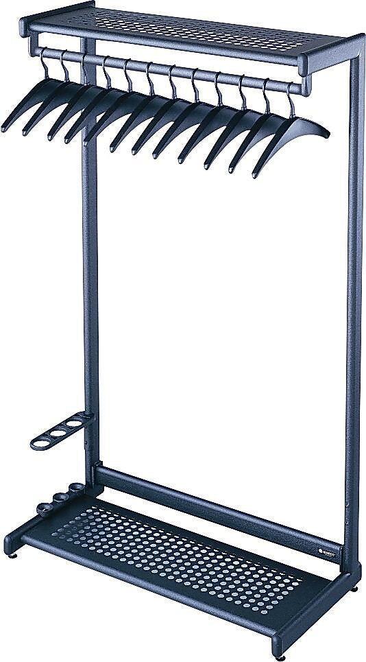 Quartet® Two-Shelf Garment Rack, Freestanding, Black, 12 Hangers Included, 48"W x 61.5"H