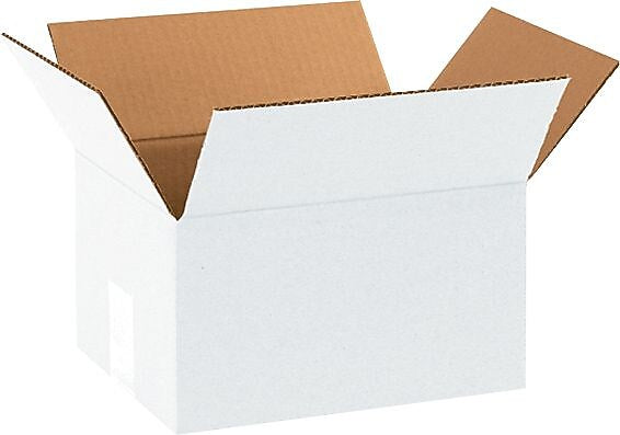 10" x 8" x 6" Shipping Boxes, 32 ECT, White, 25/Bundle (1086W)