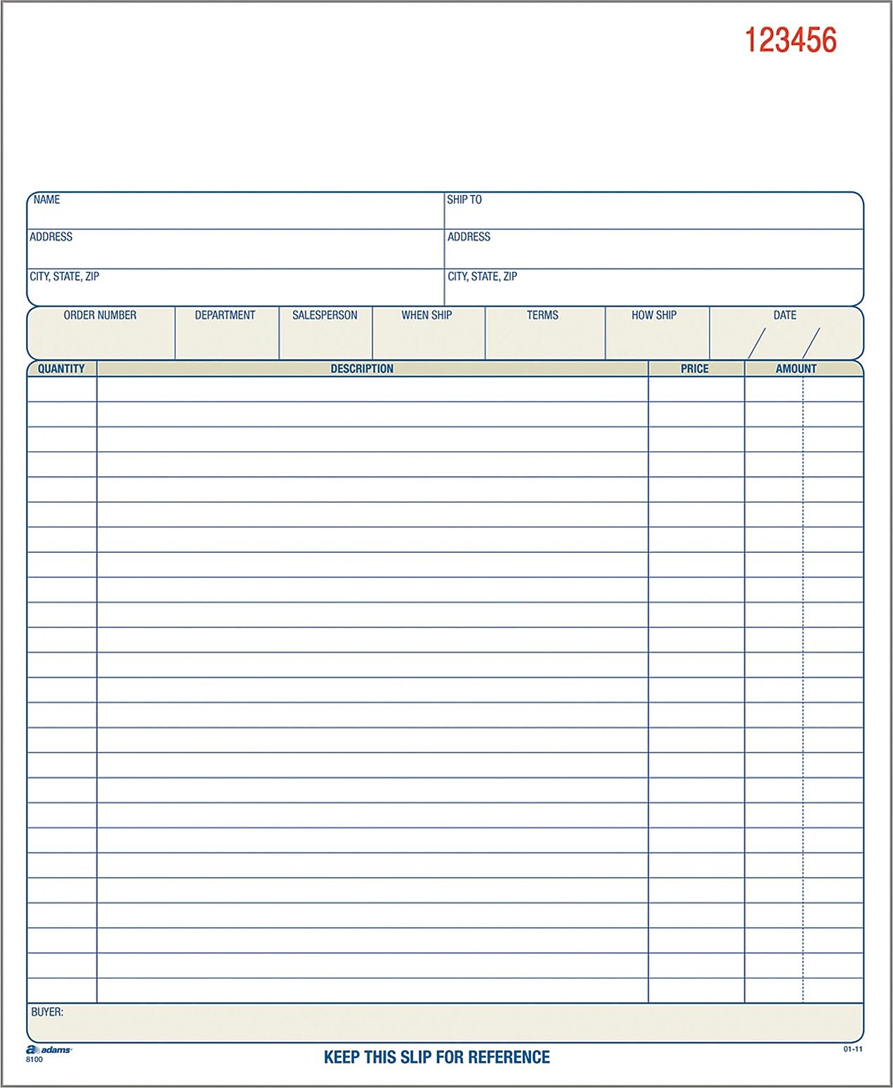 Adams 2-Part Carbonless Work Orders, 8.375" x 10.4375", 50 Sets/Book (DC8100)