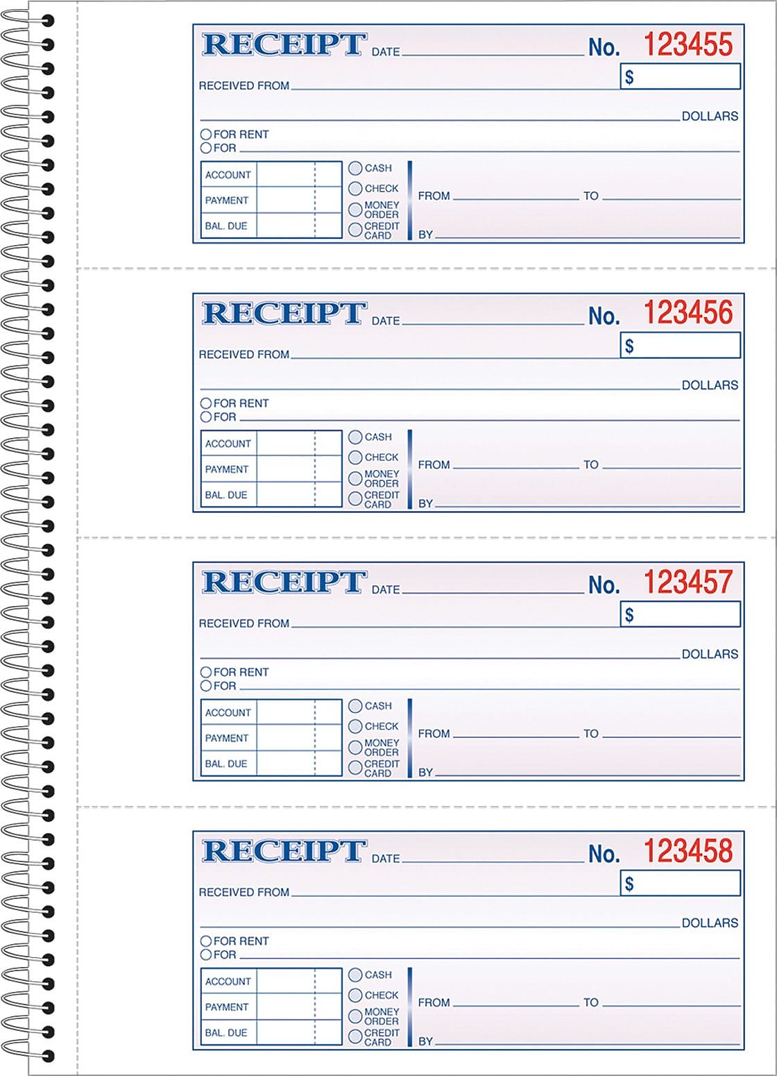 Adams® Carbonless Receipt Book, 3" x 8", 2-Part, 200 Sets/Book (SC1182)