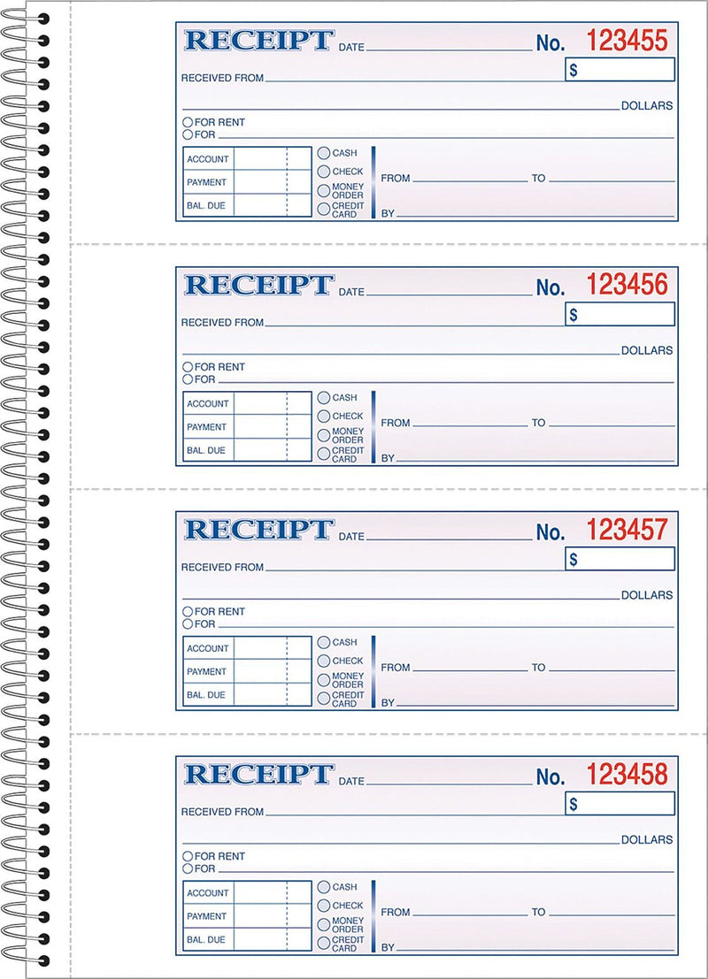 Adams® Carbonless Receipt Book, 3" x 8", 2-Part, 200 Sets/Book (SC1182)