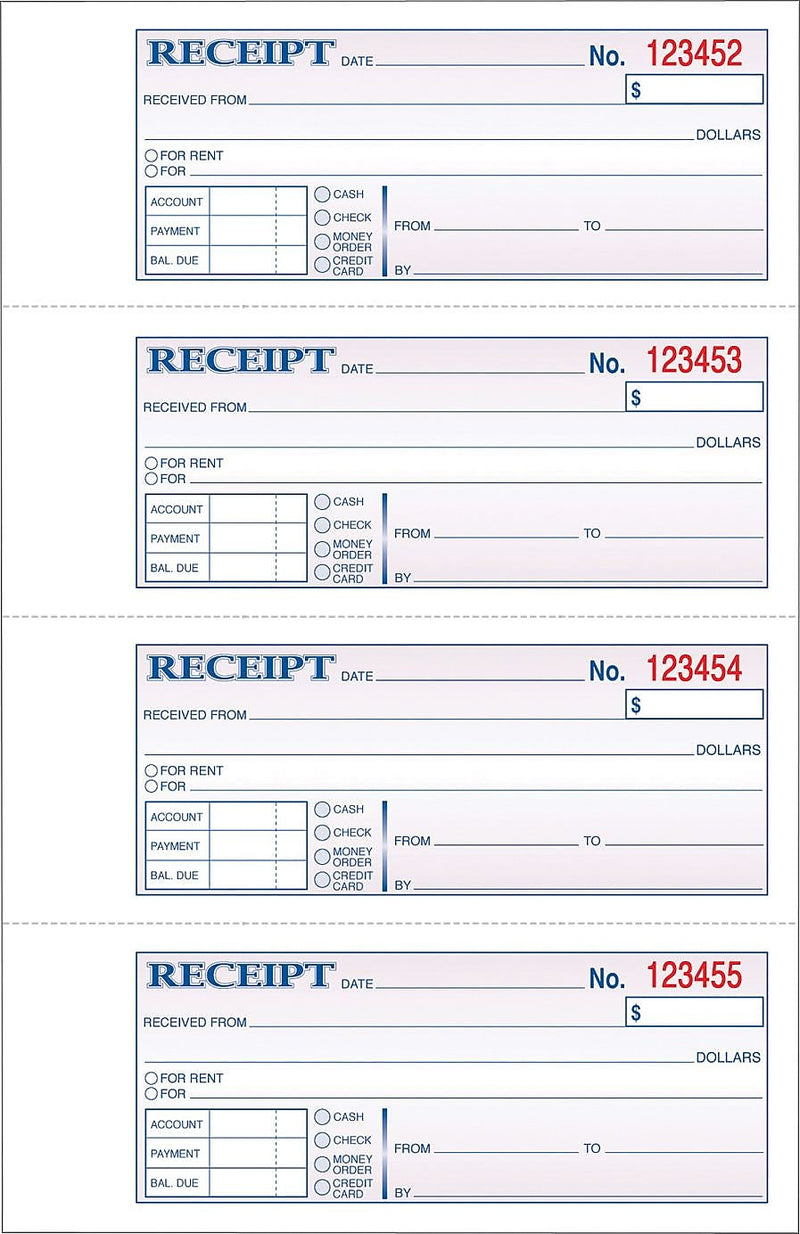 Adams 3-Part Carbonless Receipt Book, 10.88" x 7.63", 100 Sets/Book (TC1182)