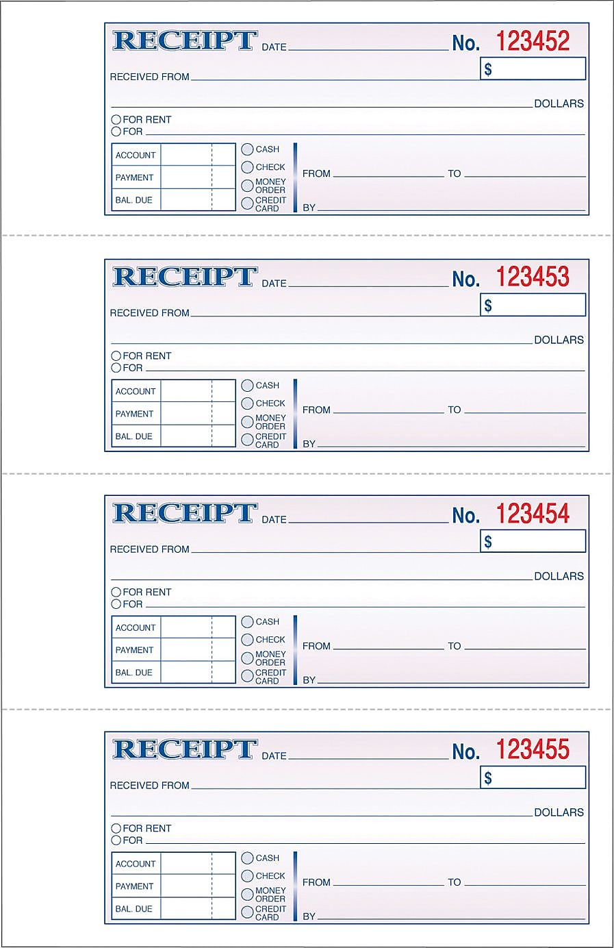 Adams 3-Part Carbonless Receipt Book, 10.88" x 7.63", 100 Sets/Book (TC1182)