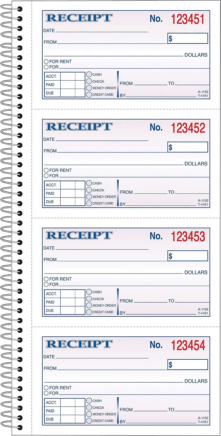 Adams 2-Part Carbonless Receipt Book, 5" x 11", 200 Sets/Book (SC1152)