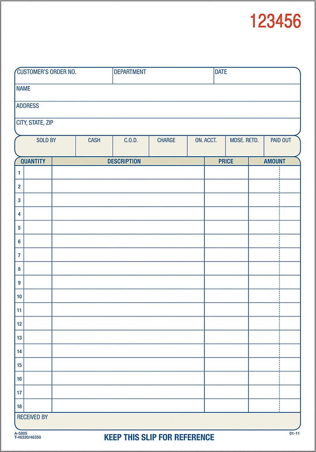 Adams 2-Part Carbonless Work Orders, 5.5625" x 8.4375", 10 Sets/Book, /Box (DC5805-10)