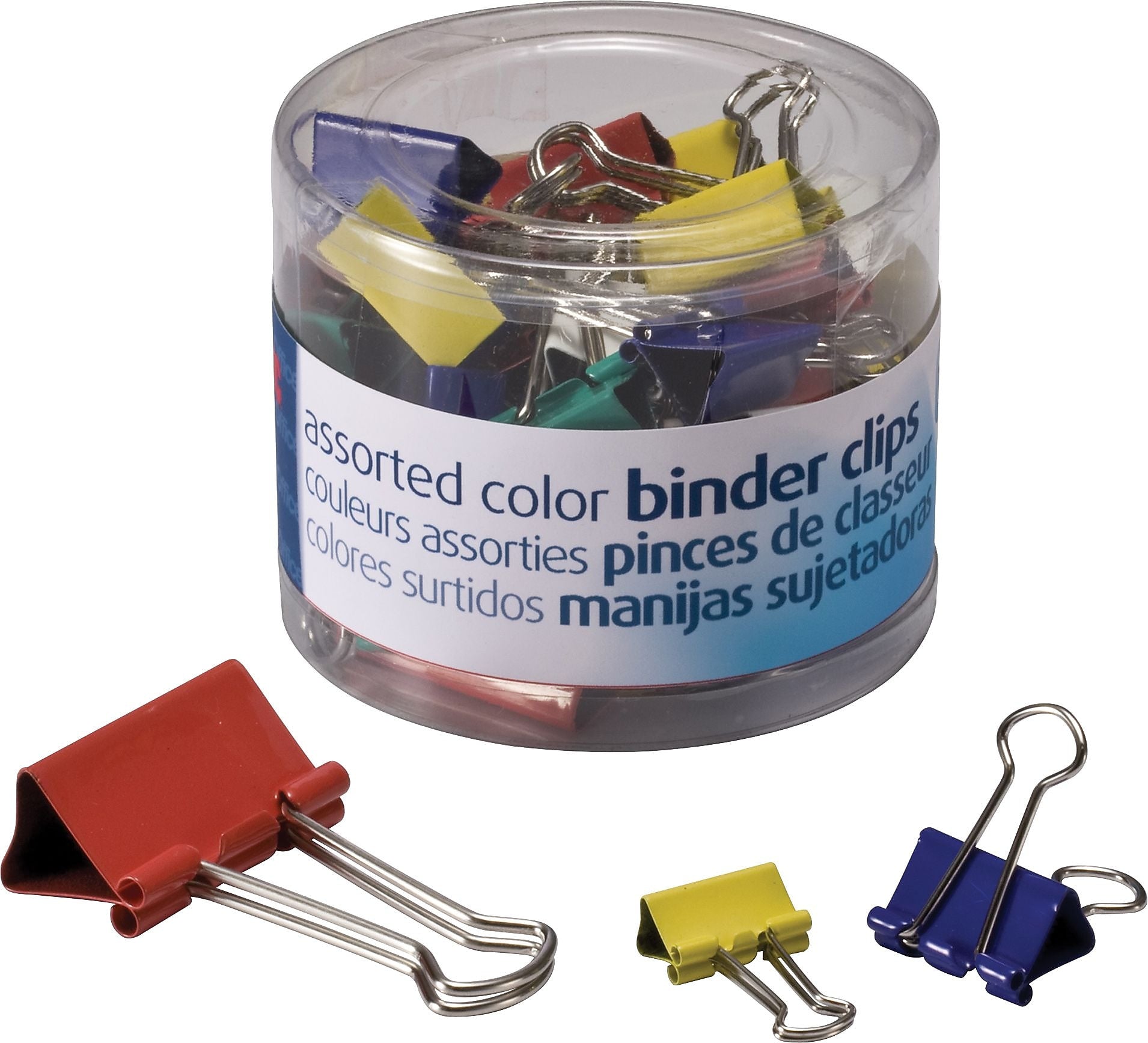 Officemate Assorted Binder Clips, 0.63" Capacity, Assorted Colors, 30 Clips/Pack (31026)