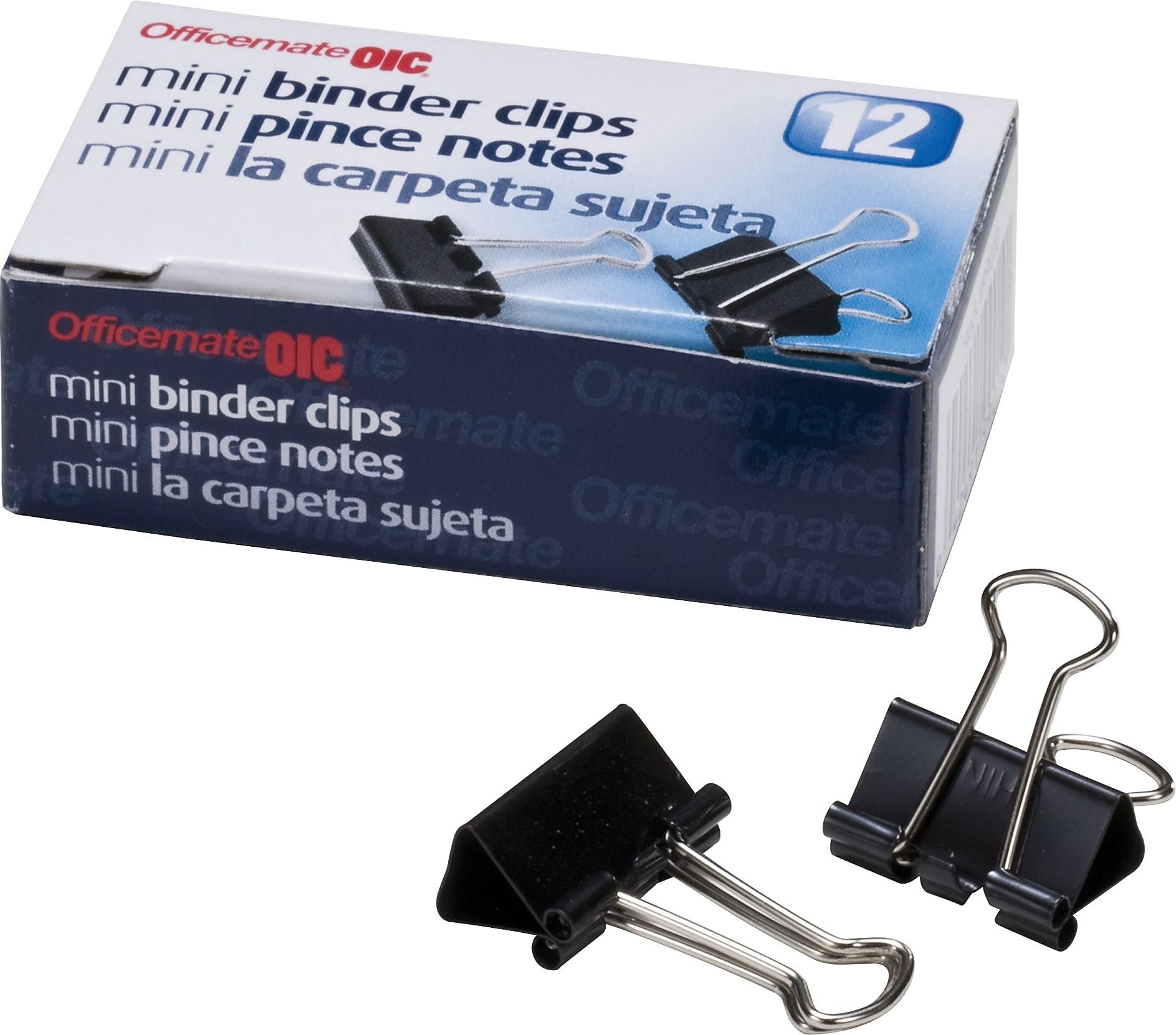 Officemate Mini Binder Clips, 0.25" Capacity, Black, 12 Clips/Pack (OIC99010)
