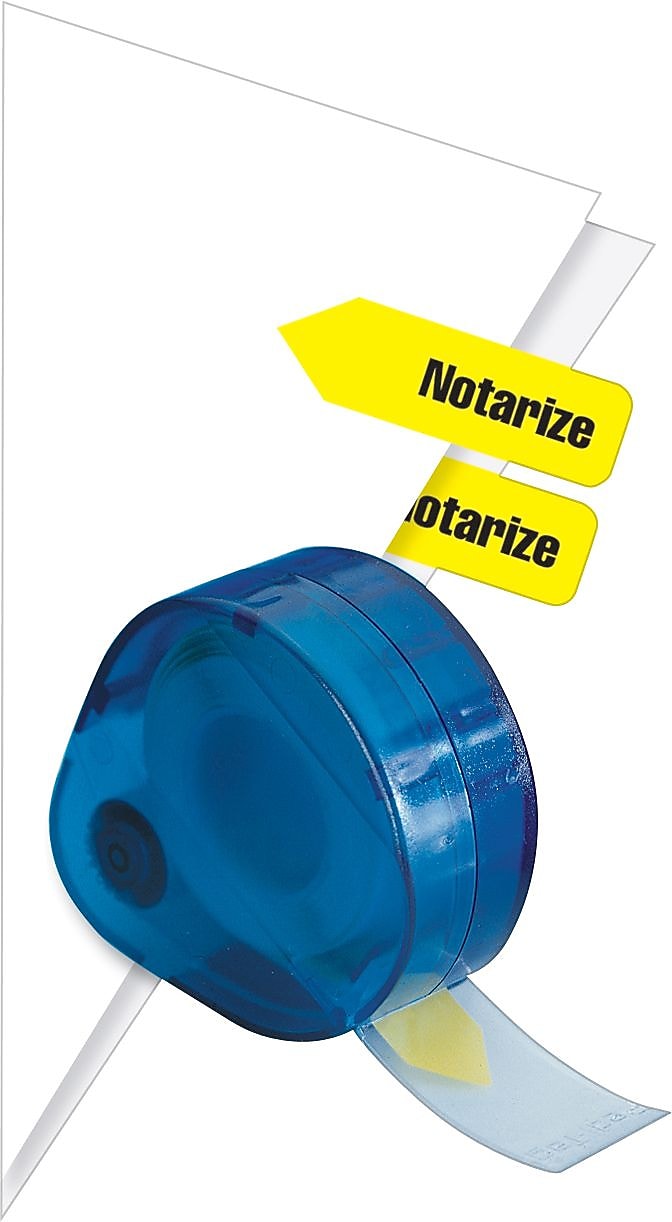 Redi-Tag 'Notarize' Flags with Dispenser, Yellow, 120/Pack (60435)