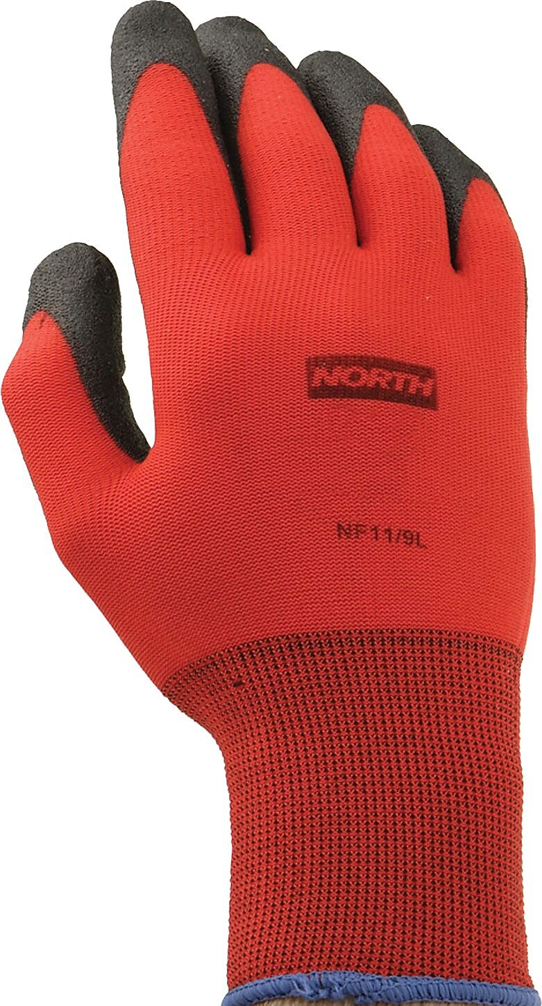 North® Flex Red™ Coated Gloves, PVC, Knit-Wrist Cuff, XL Size, Red/Black, 12 Pair/Bx (NF11/10XL)
