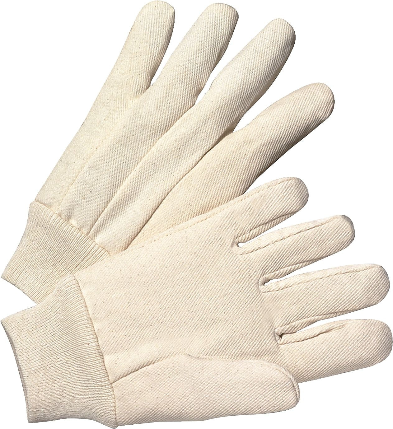 Anchor Brand Canvas Gloves, Cotton, Knit-Wrist Cuff, Men's Size, Unlined, White, 12 Pair/Box