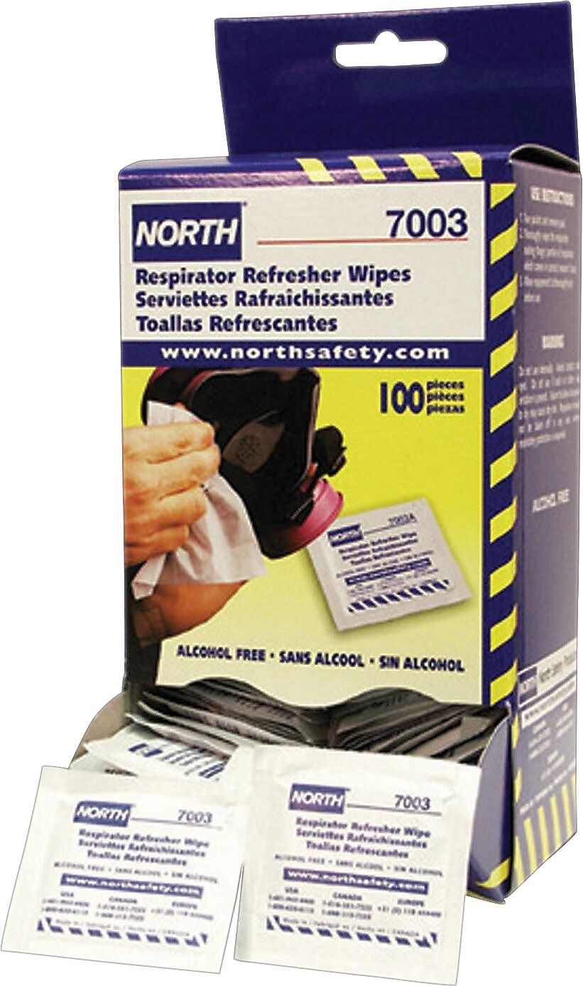 North® Safety Respirator Cleaning Wipe, 5" x 7", 100/Box (068-7003)