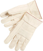 Memphis Glove® Double Palm Hot Mill Gloves With Knuckle Strap, Canvas, Large, Natural, 12 Pairs