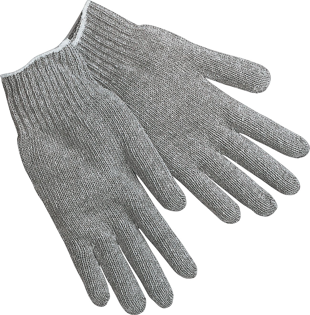 Memphis Gloves® String Knit Gloves, Cotton/Polyester, Hemmed Cuff, L Size, Grey, 12 Pair (127-9507LM)