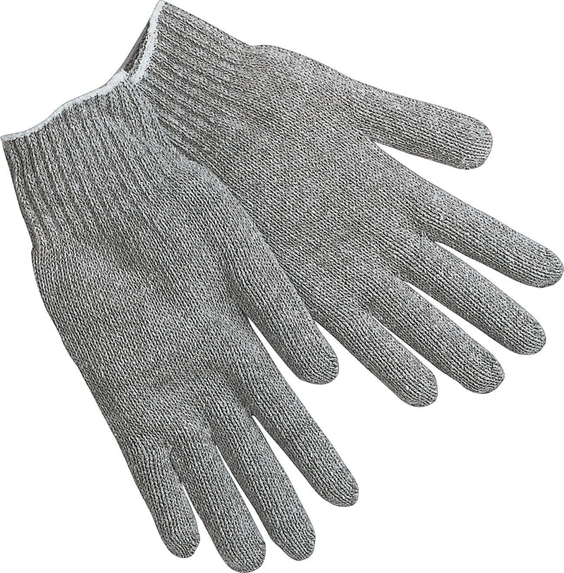 Memphis Gloves® String Knit Gloves, Cotton/Polyester, Hemmed Cuff, L Size, Grey, 12 Pair (127-9507LM)