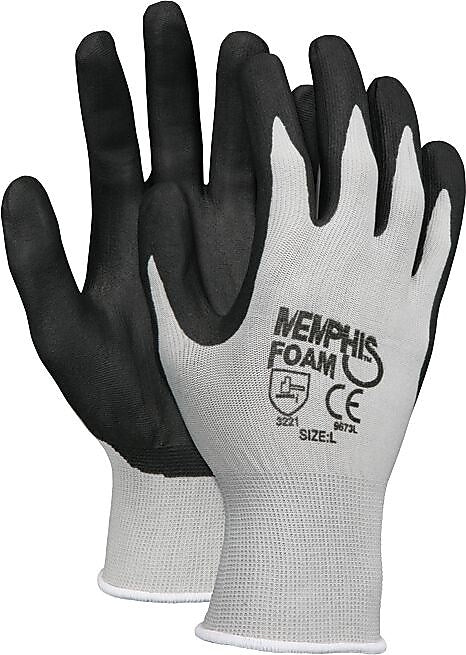 Memphis Economy Foam Nitrile Gloves, Medium, Gray/Black, 12 Pairs per Pack