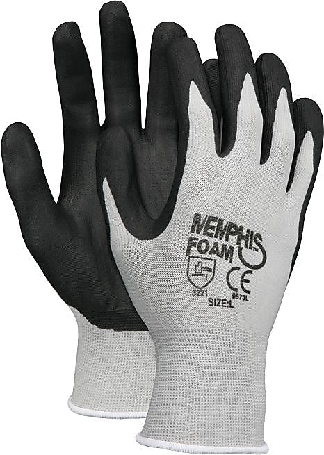 Memphis Economy Foam Nitrile Gloves, X-Large, Gray/Black, 12 Pairs
