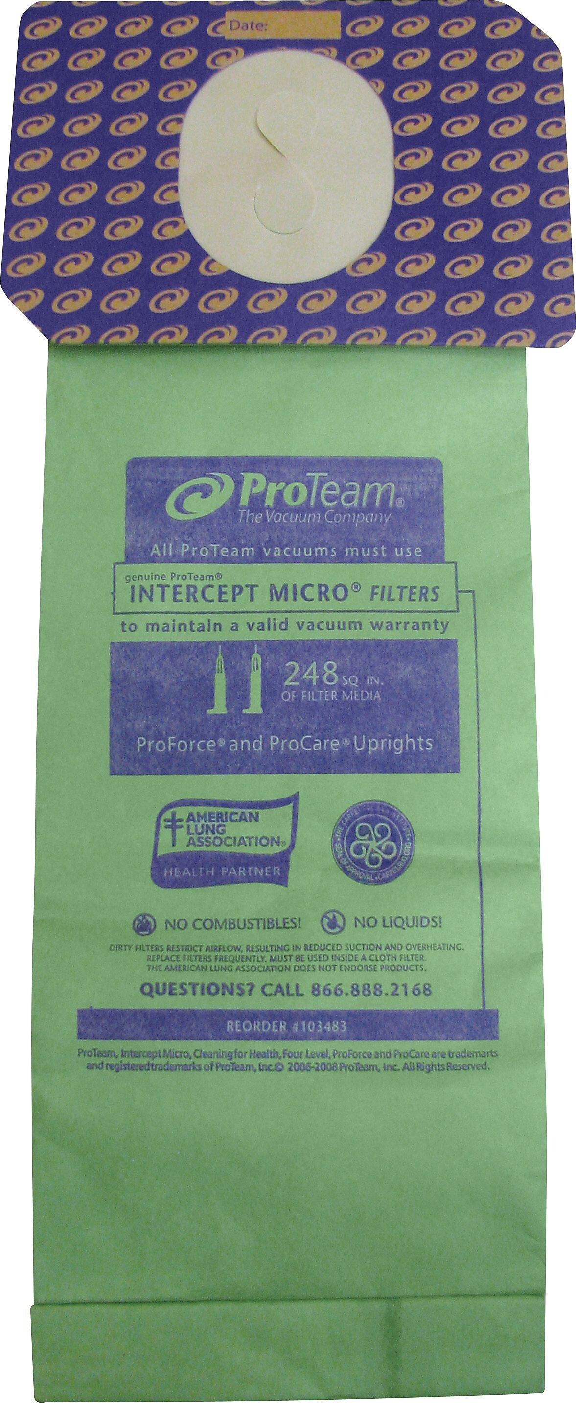 ProTeam 3.25 qt. Intercept Micro Vacuum Filter, 10/Pk (103483)