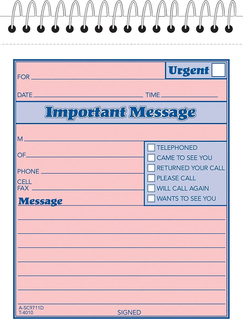 TOPS Phone Message Pad, 4-1/4" x 5-1/2", White/Canary, 50 Sheets/Pad (4010)