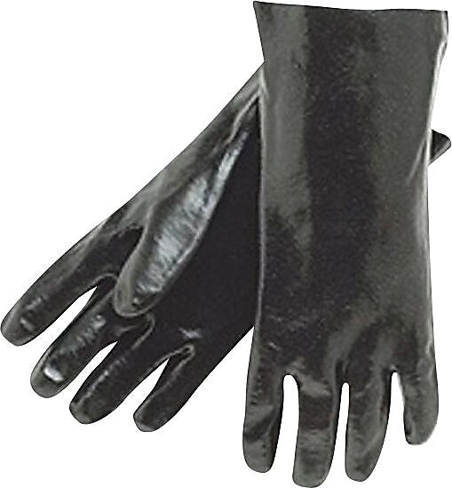 Memphis Gloves® Dipped Gloves; PVC Smooth Finish, 18" Gauntlet Cuff, L Size, Black, 12 PRS