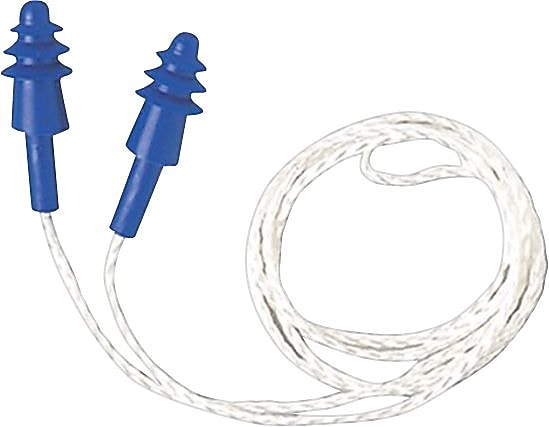 Howard Leight AirSoft Resuable Corded Earplugs, NRR 27 dB, White/Blue, 100/Box (154-DPAS-30W)