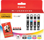 Canon 226 Black/Cyan/Magenta/Yellow Standard Yield Ink Cartridge with Photo Paper, 4/Pack (4546B007)