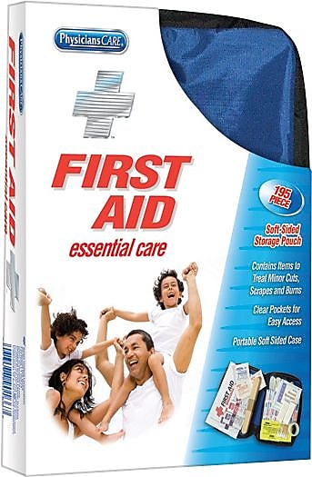 PhysiciansCare Essential Care Soft Sided First Aid Kit, 25 People, 195 Pieces, Blue (90167)
