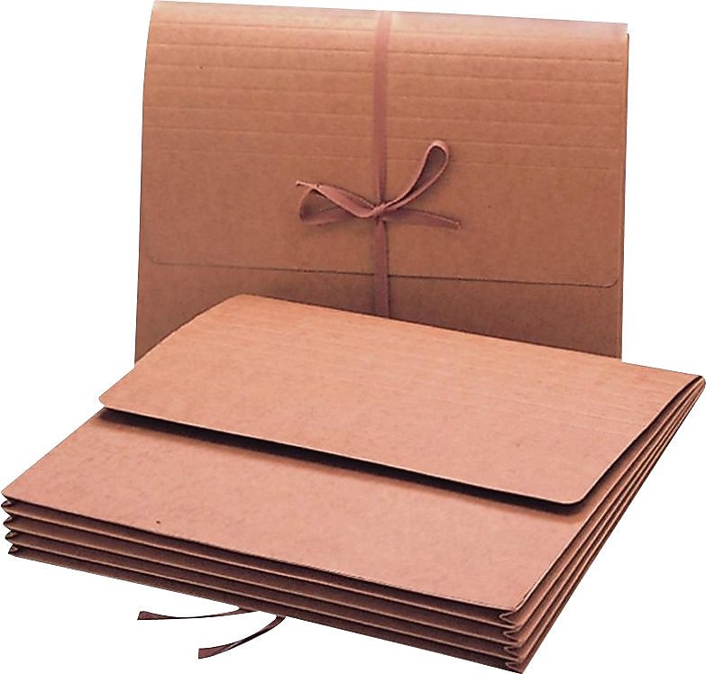 Smead Expanding Wallet, 3.5" Expansion, Flap w/ Cloth Tie Closure, Letter Size, Redrope, 10/Box (71053)