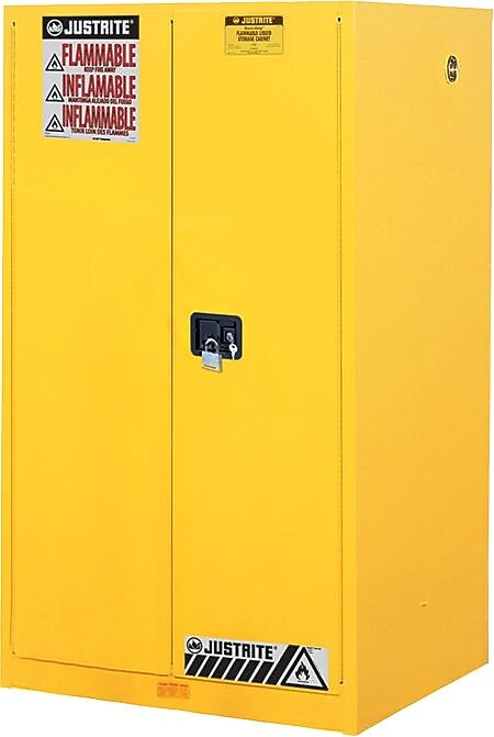 Justrite Safety Cabinets for Flammables, Yellow, 90 Gallon