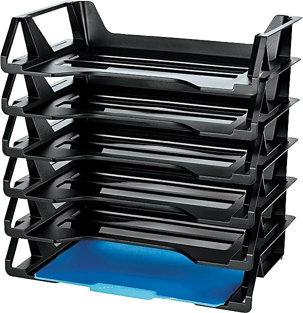 Officemate Plastic Side Loading Stackable Letter Tray, Letter Size, Black, 6/Pack (OIC26212)