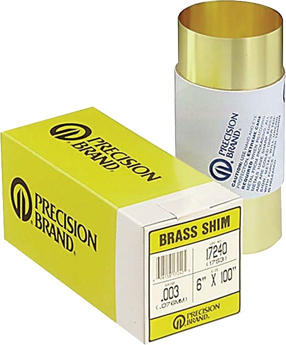 Precision Brand® Brass Shim Stock Rolls, 0.005" X 6" X 100"