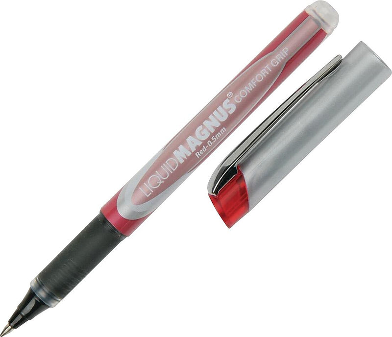 AbilityOne SKILCRAFT 7520015877785 Rollerball Stick Pen, Micro Point, 0.5 mm, Red Ink / Red Barrel, 4/Pk