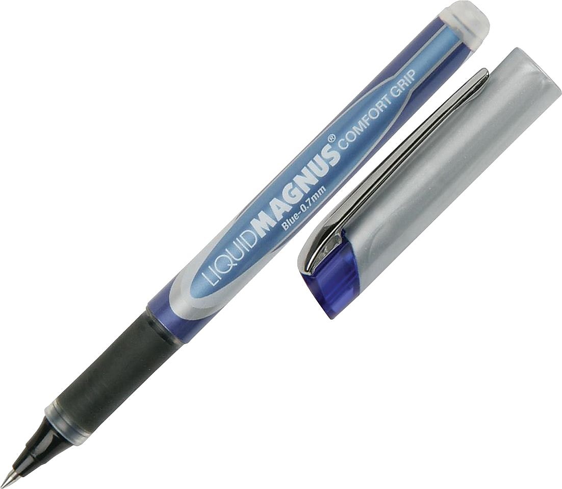AbilityOne SKILCRAFT 7520015877787 Rollerball Stick Pen, Fine Point, 0.7 mm, Blue Ink / Blue Barrel, 4/Pk