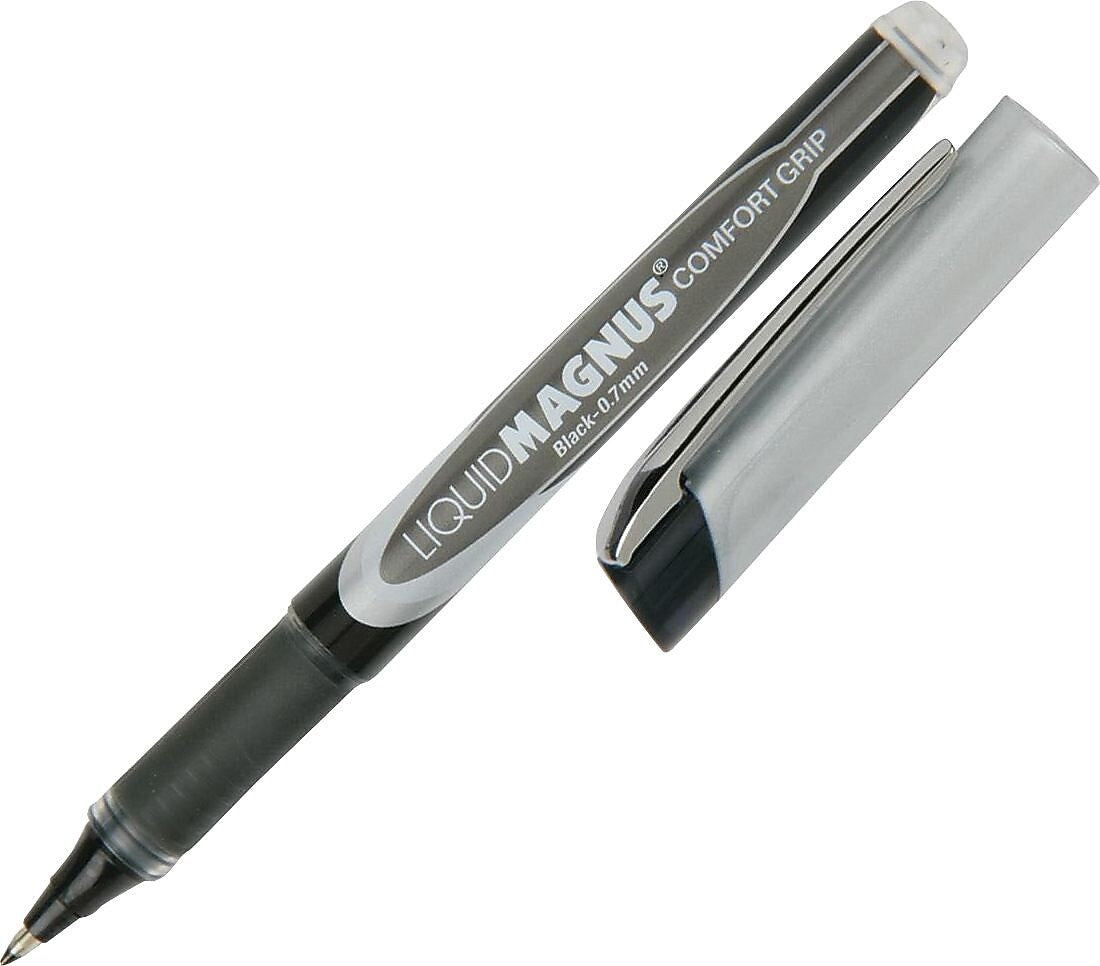 AbilityOne SKILCRAFT 7520015877791 Rollerball Stick Pen, Fine Point, 0.7 mm, Black Ink / Black Barrel, 4/Pk