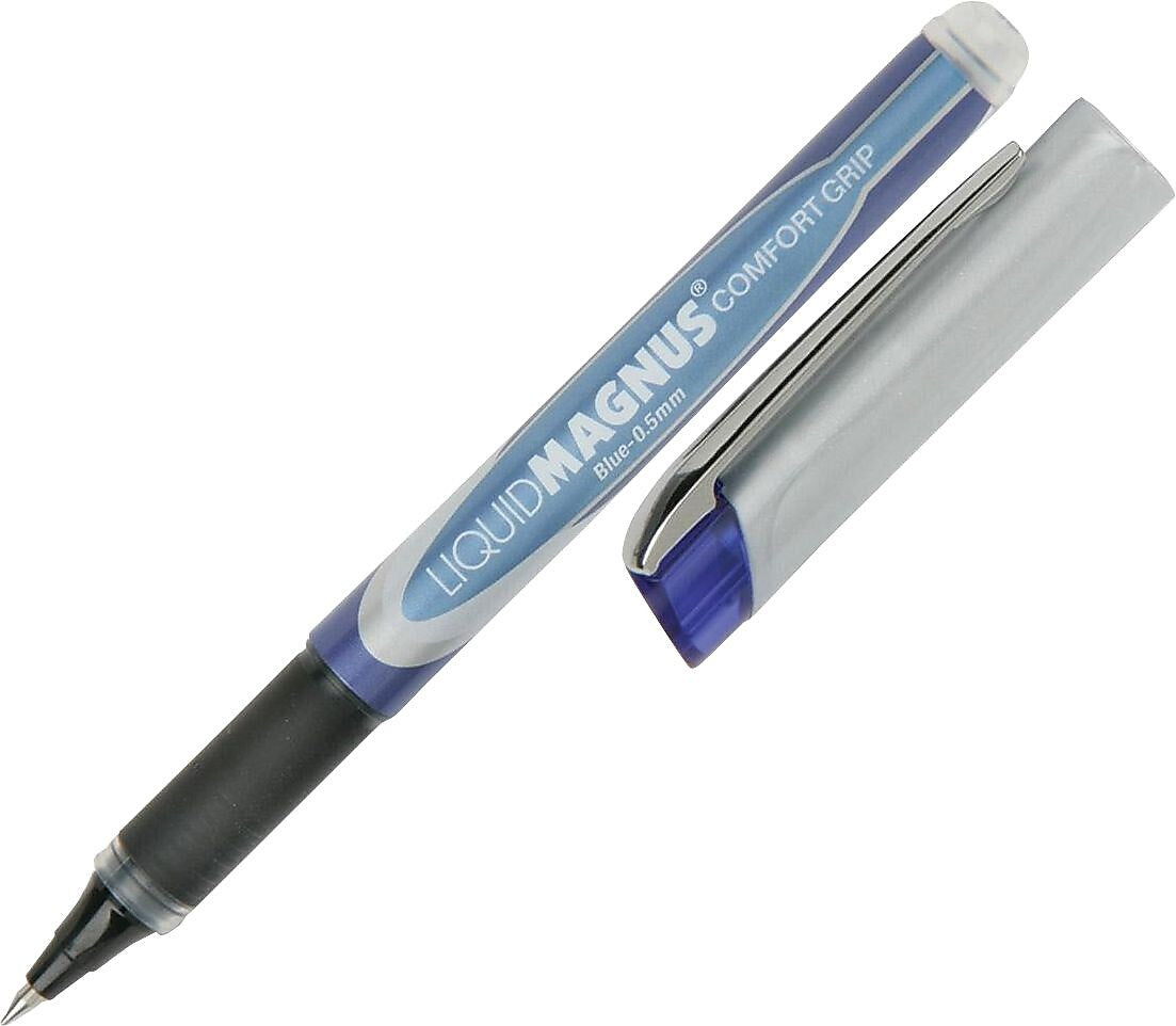 AbilityOne SKILCRAFT 7520015877795 Rollerball Stick Pen, Micro Point, 0.5 mm, Blue Ink / Blue Barrel, 4/Pk