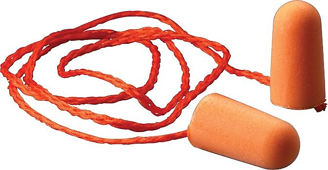 E-A-R Foam Corded Earplugs, NRR 29 dB, Orange, 100/Box (1110)