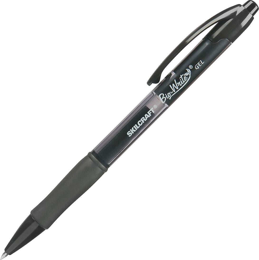 AbilityOne SKILCRAFT® 7520015882363 Retractable Gel Pen, Medium Point, Black Ink / Clear Barrel, 12/Pk