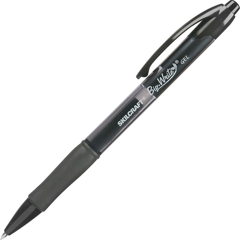 AbilityOne SKILCRAFT® 7520015882363 Retractable Gel Pen, Medium Point, Black Ink / Clear Barrel, 12/Pk