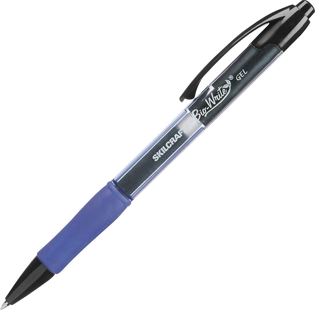 AbilityOne SKILCRAFT® 7520015882364 Retractable Gel Pen, Medium Point, Blue Ink / Clear Barrel, 12/Pk