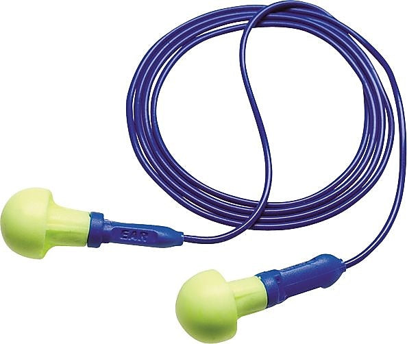 E-A-R Push-Ins EARform Corded Earplugs, NRR 28 dB, Blue/Yellow, 100/Box (318-1001)
