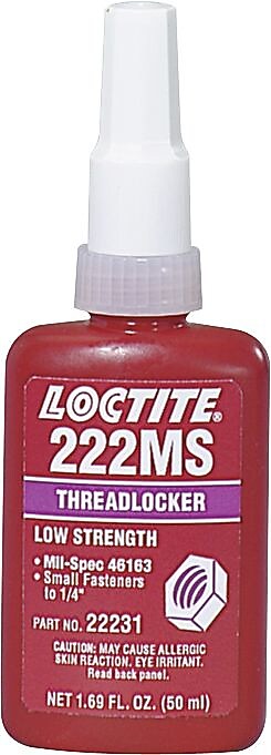 Loctite 222MS Threadlocker, Low Strength/Small Screw, Purple, 10mL (442-22221)