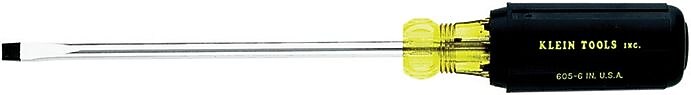 Klein Tools® Chrome Plated Steel Shank Screwdriver, 10 11/32 in (L), 1/4 in Slotted Cabinet